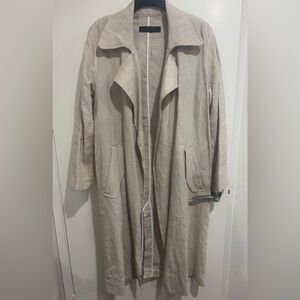 ZARA Like New Linen Long Trench Coat, Small